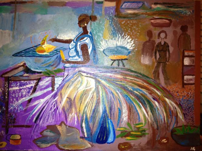 Women selling corn in the market